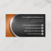 社会的なネットワーキングボタンを持つお洒落なオレンジ 名刺 (裏面)