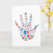 社会的なネットワーク手 カード (黄色い花)