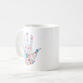社会的なネットワーク手 コーヒーマグカップ (正面左)