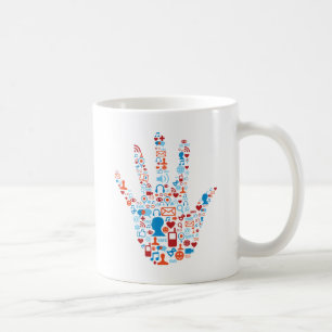 社会的なネットワーク手 コーヒーマグカップ