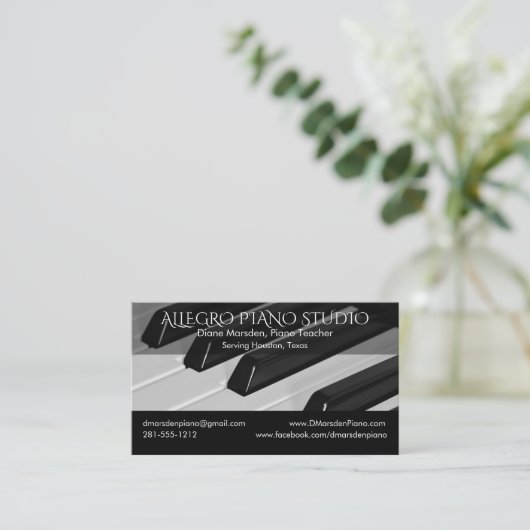 社会的な媒体のピアノ音楽の先生のクラシック 名刺 (スタンド正面)