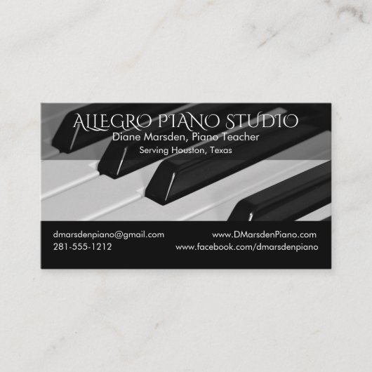 社会的な媒体のピアノ音楽の先生のクラシック 名刺 (正面)