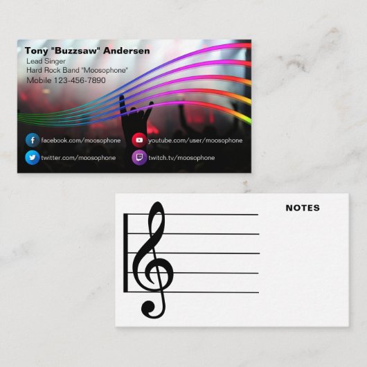 社会的な媒体のロック・バンドコンサートの写真|のミュージシャン 名刺 (正面/裏面)