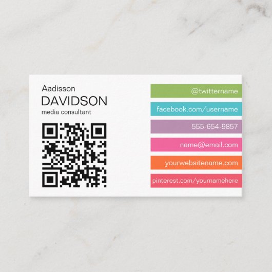 社会的な媒体の名刺明るいバー2のQRコード 名刺 (正面)