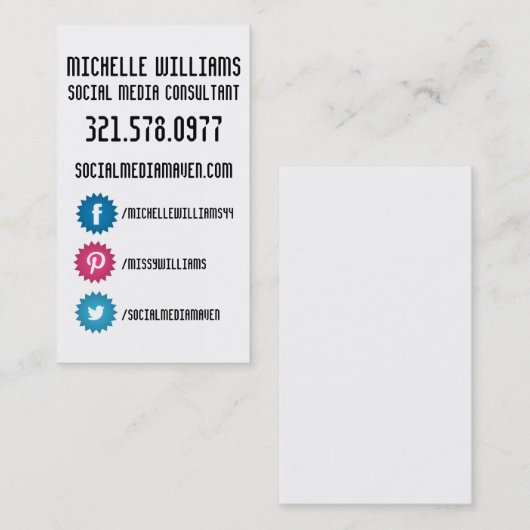 社会的な媒体の名刺 名刺 (正面/裏面)