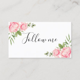 社会的な媒体の花の水彩画の粋なピンクの花 名刺