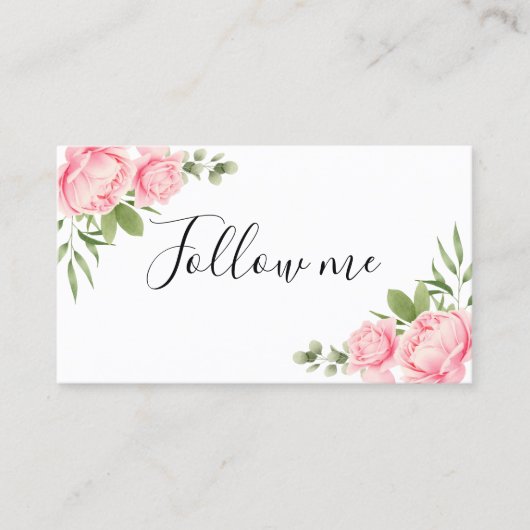 社会的な媒体の花の水彩画の粋なピンクの花 名刺 (正面)