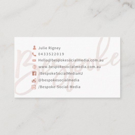 社会的な媒体を予約しました 名刺 (裏面)