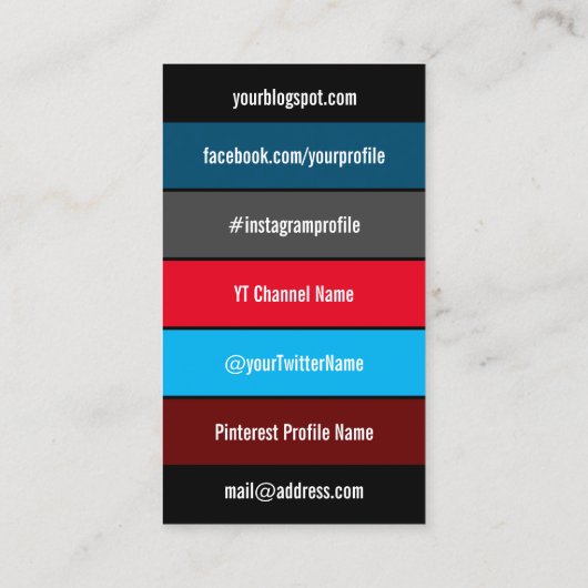 社会的な媒体プロフェッショナルおよびブロガーのスタイル 名刺 (裏面)