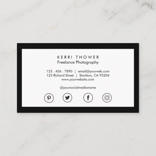 社会的な媒体豪華な黒く及び白いの名刺 名刺 (裏面)