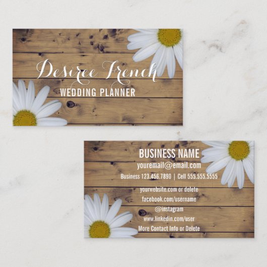 社会的な媒体|のデイジーの野生の花のウェディングプランナー 名刺 (正面/裏面)