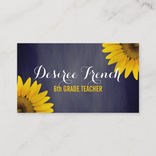 社会的な媒体|のヒマワリの黒板の先生 名刺 (正面)