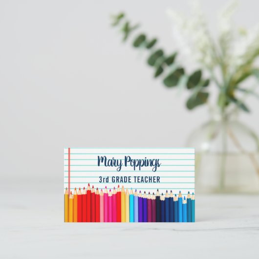 社会的な媒体|の先生の鉛筆の紙 名刺 (スタンド正面)