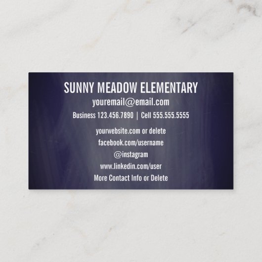 社会的な媒体|の星の黒板の先生 名刺 (裏面)