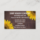 社会的な媒体|の素朴なヒマワリのバーラップの先生 名刺 (裏面)