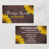 社会的な媒体|の素朴なヒマワリのバーラップの先生 名刺 (正面/裏面)