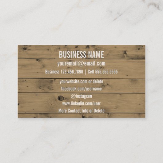 社会的な媒体|の素朴な木製のデイジーのウェディングプランナー 名刺 (裏面)