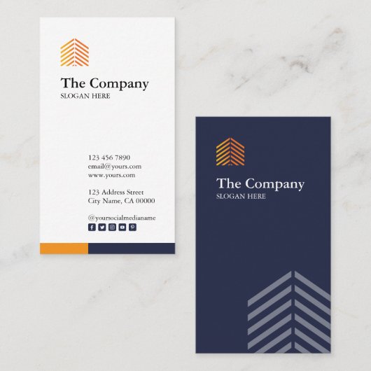 社会的な縦のBusinessCardコンストラクター建築家 名刺 (正面/裏面)