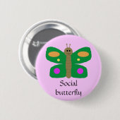 社会的な蝶ピン 缶バッジ (正面&裏面)