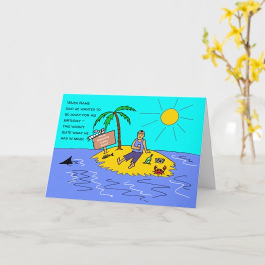 社会的な距離の男性のおもしろい漫画誕生日 カード (黄色い花)