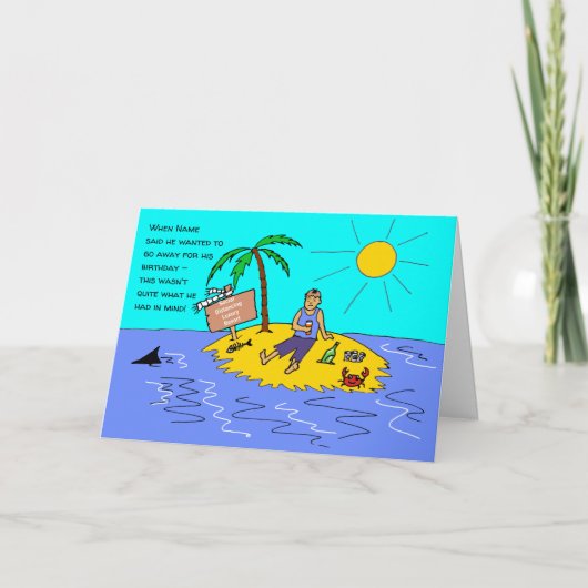 社会的な距離の男性のおもしろい漫画誕生日 カード (正面)