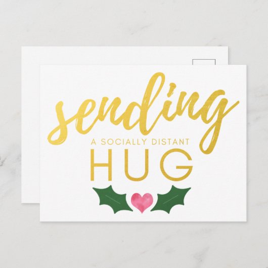 社会的に遠いハグを送るクリスマス ポストカード (正面/裏面)