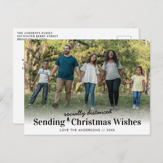 社会的に離れたクリスマスの願い写真を送る シーズンポストカード (正面/裏面)