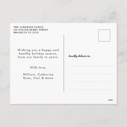 社会的に離れたクリスマスの願い写真を送る シーズンポストカード (裏面)