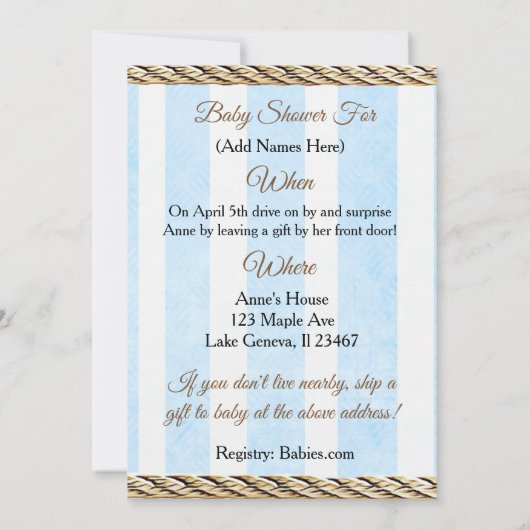 社会的に離れたドライブによるベビーシャワーでのメールI 招待状 (裏面)