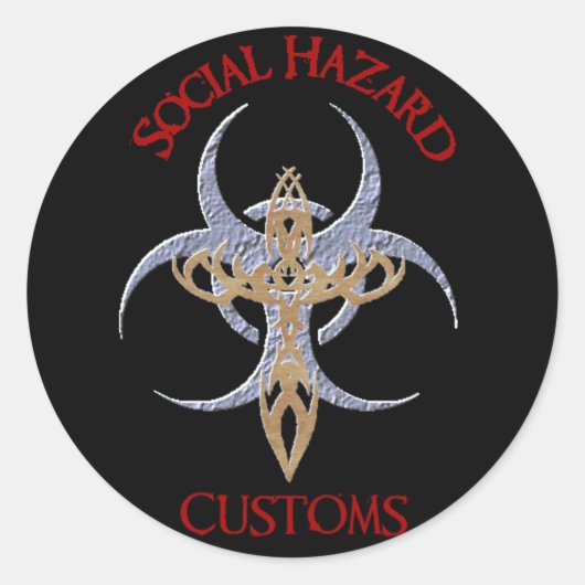 社会的危険ステッカー ラウンドシール (正面)