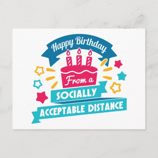 社会的許容距離の誕生日 ポストカード (正面)