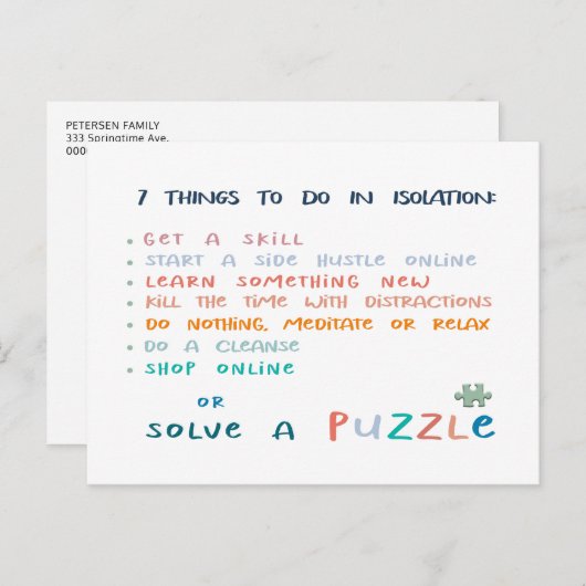 社会的距離の滞在の家のインスピレーション ポストカード (正面/裏面)