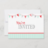 社会的距離の通りパーティーの赤い緑 招待状 (裏面)