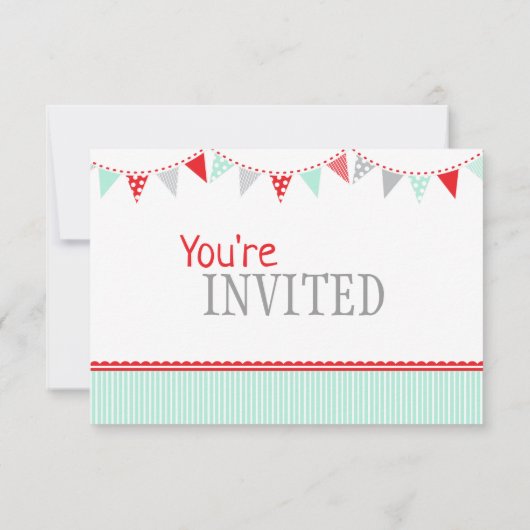 社会的距離の通りパーティーの赤い緑 招待状 (裏面)