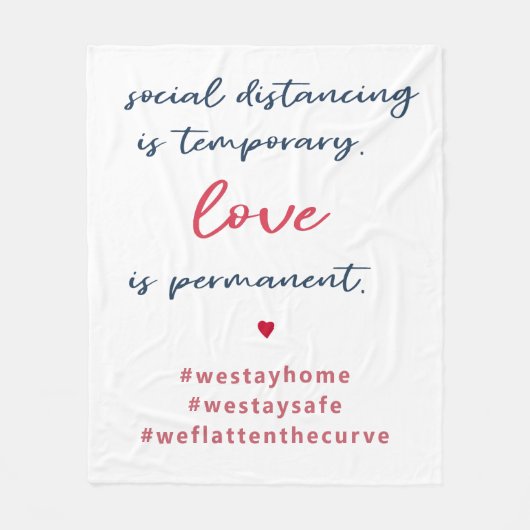 社会的距離は一時的である | タイポグラフィ引用文 フリースブランケット (正面)