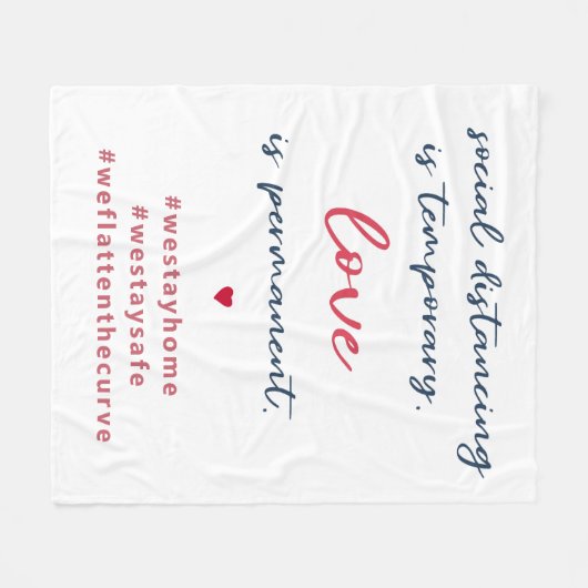 社会的距離は一時的である | タイポグラフィ引用文 フリースブランケット (正面(横))