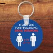 社会的距離を練習してくれてありがとう キーホルダー (正面)