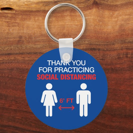 社会的距離を練習してくれてありがとう キーホルダー (正面)