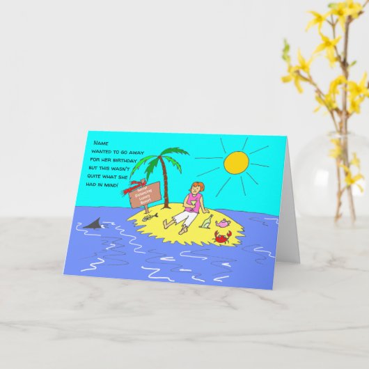 社会的距離を置く女性おもしろい漫画誕生日 カード (黄色い花)