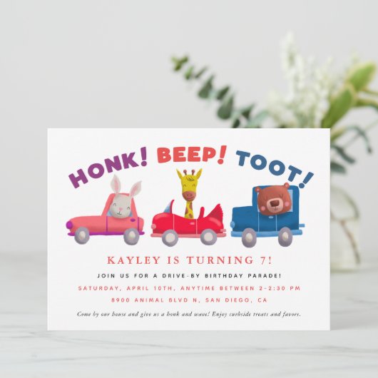 社会的距離を置く子供の誕生日パーティー 招待状 (スタンド正面)