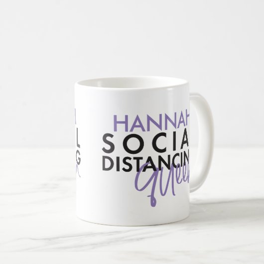 社会的距離クイーンモダンタイポグラフィデザイン コーヒーマグカップ (正面右)