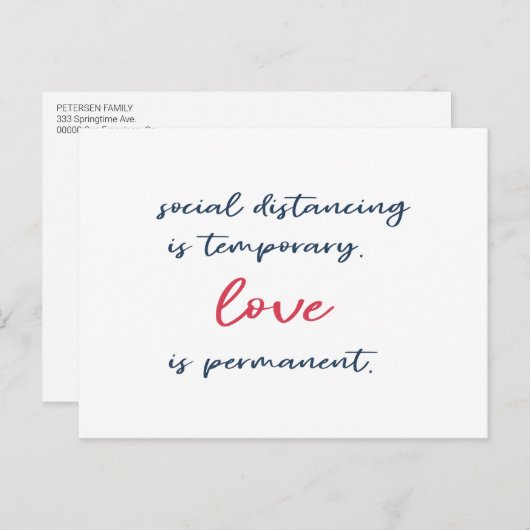 社会的距離タイポグラフィ動機引用文 ポストカード (正面/裏面)