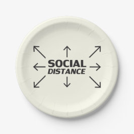社会的距離モダンタイポグラフィおもしろいアイボリー ペーパープレート