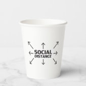 社会的距離モダンタイポグラフィと矢印おもしろい 紙コップ (裏面)