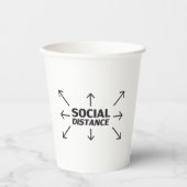 社会的距離モダンタイポグラフィと矢印おもしろい 紙コップ (正面)