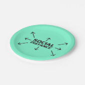 社会的距離モダンタイポグラフィアクアおもしろい ペーパープレート (アングル)