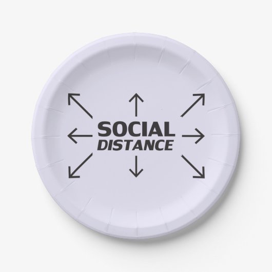 社会的距離モダンタイポグラフィラベおもしろいンダー ペーパープレート (正面)