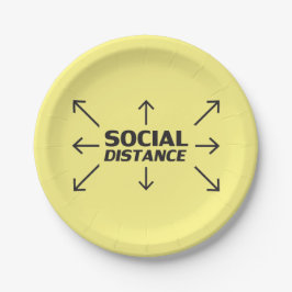社会的距離モダンタイポグラフィ黄おもしろい色 ペーパープレート