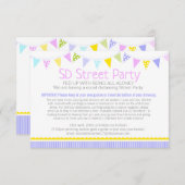 社会的距離通りパーティーバンティング 招待状 (正面/裏面)