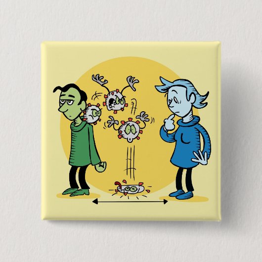 社会的距離 缶バッジ (正面)